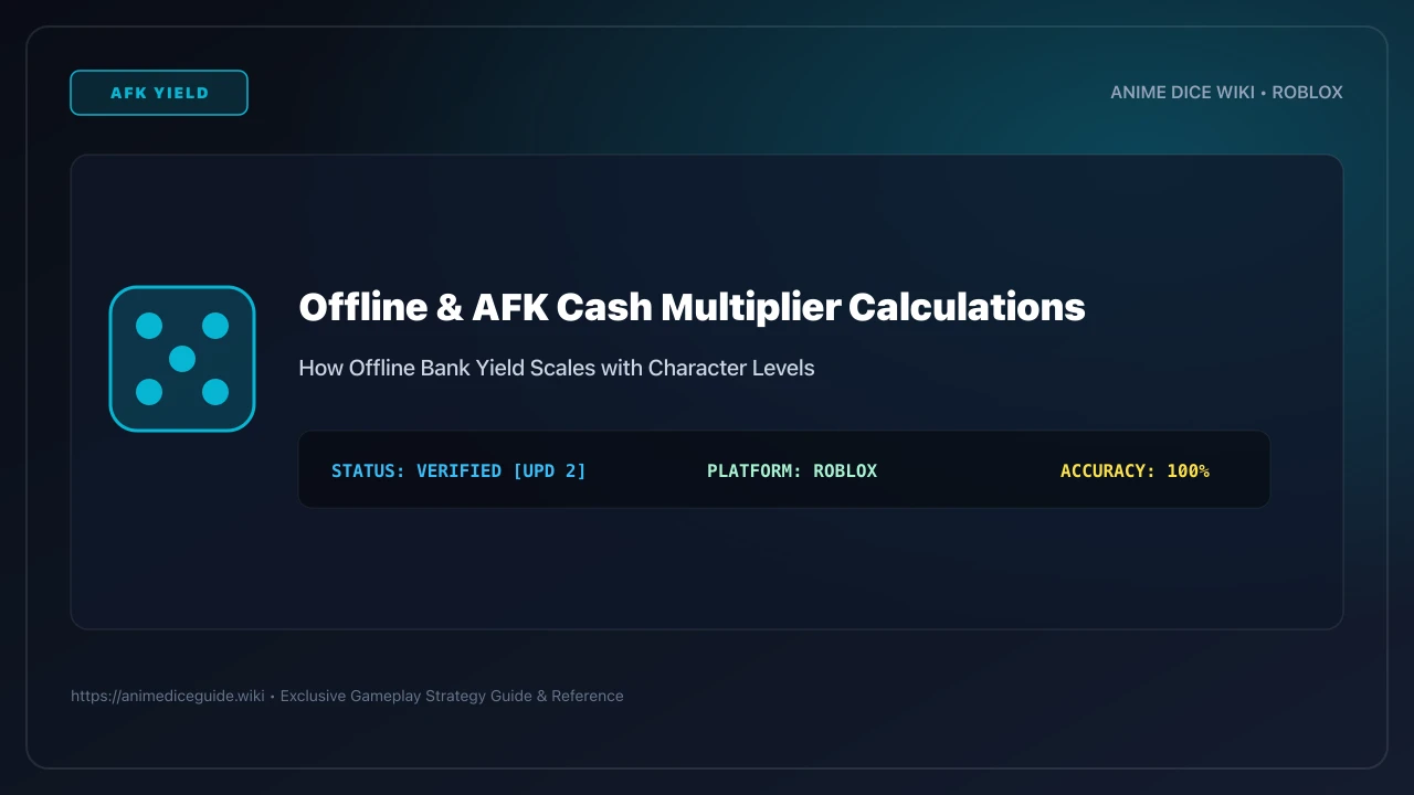 AFK passive cash earnings summary window in Anime Dice